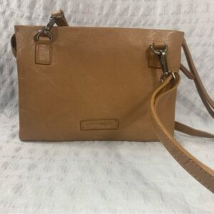 Lucky Brand Chira Leather Crossbody Bag Neutral Brown Three Pockets